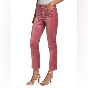 Paige Cindy Twisted Seam Split Velvet Jeans in Muted Mauve